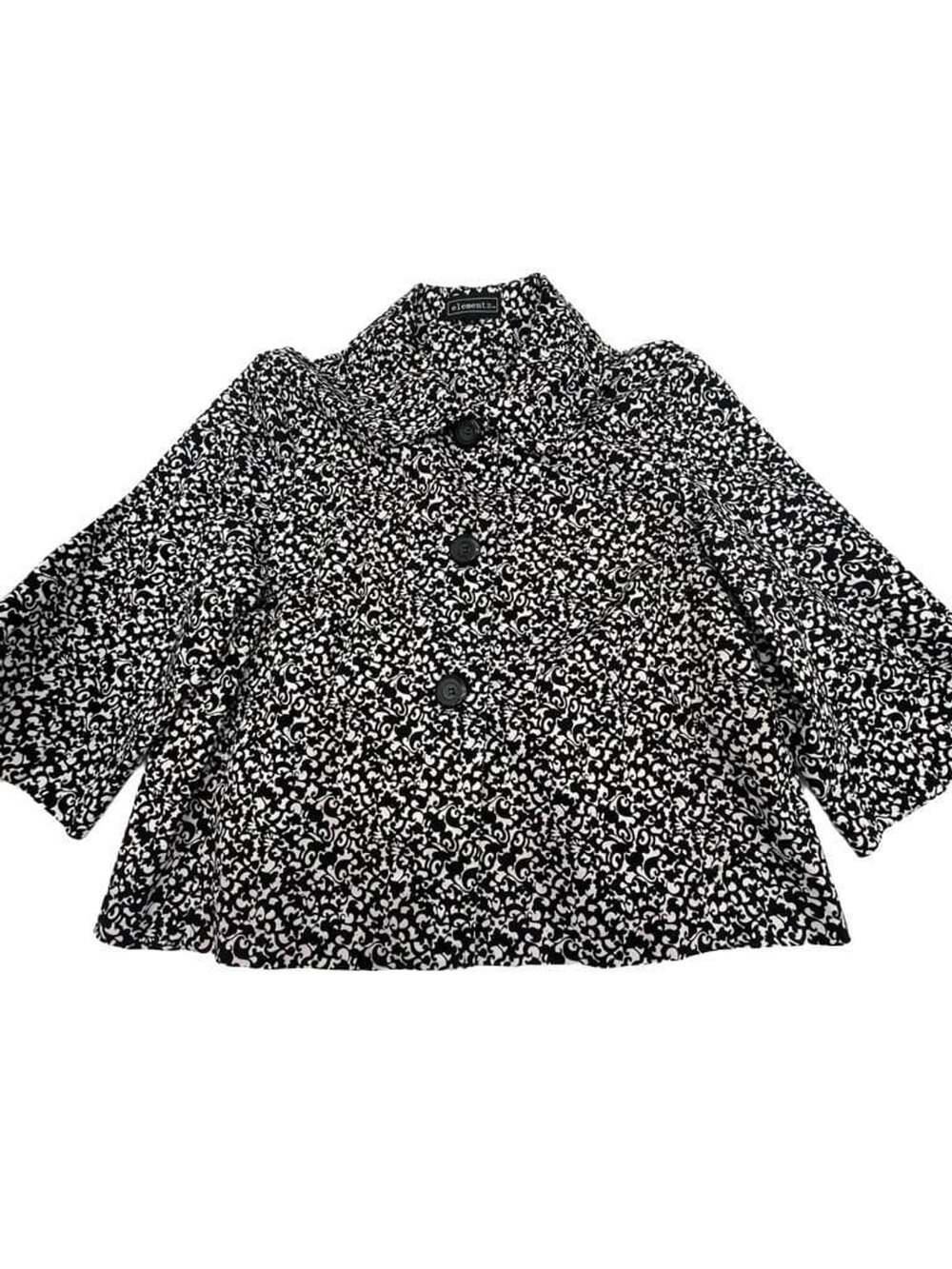 elementZ Black and White Scroll Print Button-Front Jacket Size XL